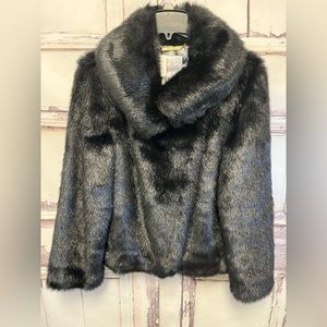 Jennifer Lopez Black Faux Fur Jacket Size Medium